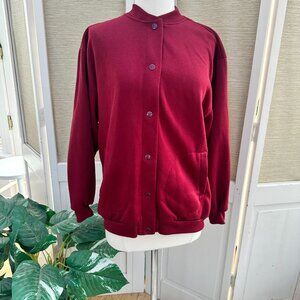Vintage Burgandy Varsity Jacket Snap Front Jacket Business Casual Jacket